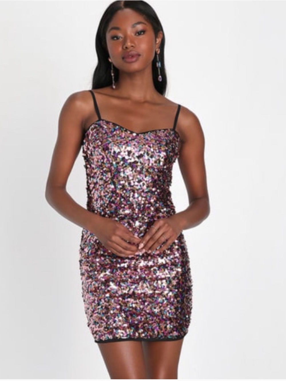 Radiant Impression Pink Multi Sequin Bodycon Mini Dress